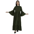 thumbnail image 3 of Bimba Muslim Dress With Hijab For Women's Solid FlaredSleeve Islamic Abaya Prayer Dress, 3 of 7