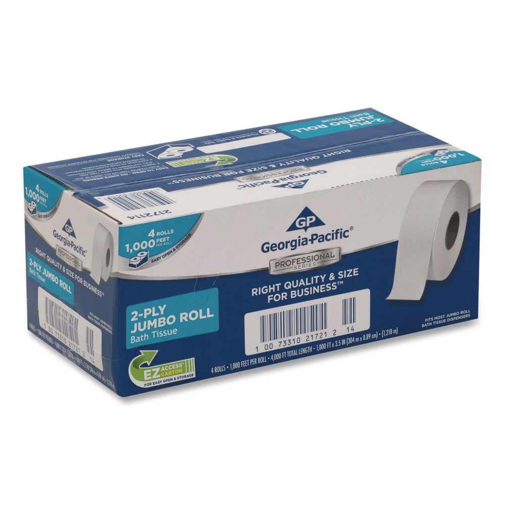 Georgia Pacific Professional 2172114 3.5 in. x 1000 ft. 2-Ply Septic Safe Jumbo Bathroom Tissue - White (4/Carton)