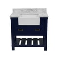 thumbnail image 5 of Charlotte 36" Farmhouse Bathroom Vanity with Royal Blue Cabinet and Carrara Marble Top, 5 of 6