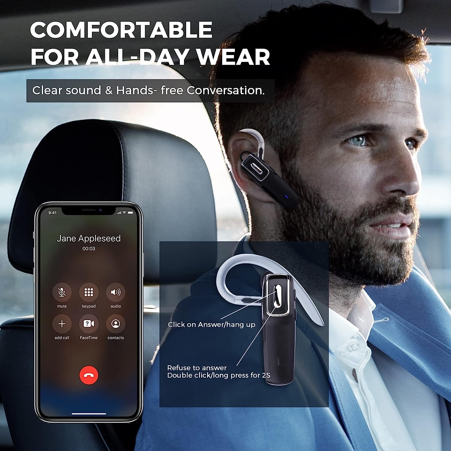 Trucker Bluetooth Headset V5.0 - 18 Std. Akku Mit Ladestation & Geräuschunterdrückung