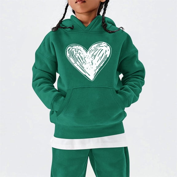 XQYLOS Heart Print Graphic Hoodies for Teen Girls Long Sleeve Oversized Pullover Cute Sweatshirts Plus Size Fashion Tops