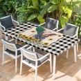 thumbnail image 2 of Pig Sunflowers Table Cloths for 4 Foot Rectangle Tables, Yellow Floral Black White Checkered Rustic Patio Waterproof Elastic Fitted Tablecloths, Washable Rectangular Table Cover for Camping, 2 of 8