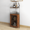 thumbnail image 7 of Wine Rack, Wooden Wine Cabinet, Corner Wine Cabinet, Red Wine Rack Corner Wine Cabinet with Door, Tiered Wine Rack Freestanding Floor with Glass Rack, Wine Bottle Storage Home, Wine Rack Home, Brown, 7 of 7