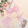 thumbnail image 4 of Women Pink Thongs Babydoll Underwear Nightwear Sexy Lingerie Bra Set Sleepwear, 4 of 5