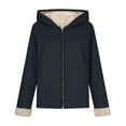 thumbnail image 6 of XPMWRP Women's Oversized Zip Solid Color Casual Hooded Fleece Jacket Unisex Fall Winter Warm Plush Lined Sherpa Long Sleeve Coat Blue L, 6 of 8