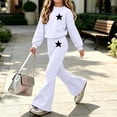 thumbnail image 5 of hotojiny 2PCS Girls Outfits Casual Pullover Sweatsuit Stars Sweatshirt Fashion Leggings Pants Set Fall Winter Clothes(White,14-15 Years), 5 of 9