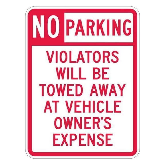 Lyle Tow Zone No Parking Sign,24" x 18, T1-1062-EG_18x24 T1-1062-EG_18x24