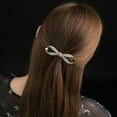 thumbnail image 3 of Eoperou Women Hairpin Shiny Rhinestone Hollow Out Bow-knot Shape Anti-rust Elastic Hair Decoration Lightweight Anti-slip Hair Barrette Hair Accessories, 3 of 8