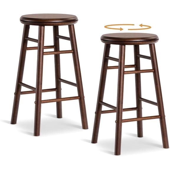 FASCK 24-inch Counter Height Wooden Swivel Bar Stools Set of 2, Walnut