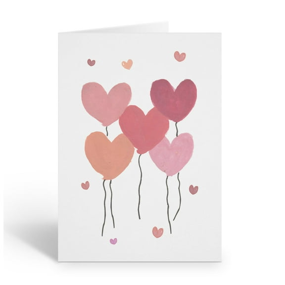 Stonehouse Collection |  Red Heart Balloons Note Card | 10-Pack Blank Greeting C