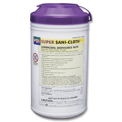 Super Sani-Cloth Hard Surface Disinfectant Wipe, Extra Large Wipes, Q86984  - 65 Count Canister
