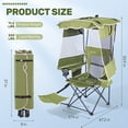 thumbnail image 5 of ABORON Beach Chair with Canopy Shade and Footrest, Folding Breathable Camping Canopy Chair with Cooler Bag and Cup Holder, Portable Ergonomic Beach Chair for Adults Camping, Beach, Fishing - Green, 5 of 10