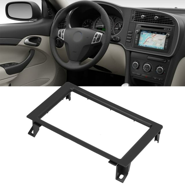 LYUMO Dash Panel Surround,Navigation Frame,2‑DIN Facia Trim Navigation Fascia Central Control Stereo DVD Panel For Saab 9‑3 2007‑2010