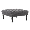 thumbnail image 1 of Linon Isabelle Square Upholstered Ottoman Black Legs in Charcoal Gray Fabric, 1 of 6