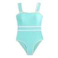 thumbnail image 3 of Girls Modest Swimsuit Summer One Piece Swimsuits Color Block Bathing Suit Contrast Trim Wide Straps Swimwear For Teens Girls, 7-14 Years, 3 of 8