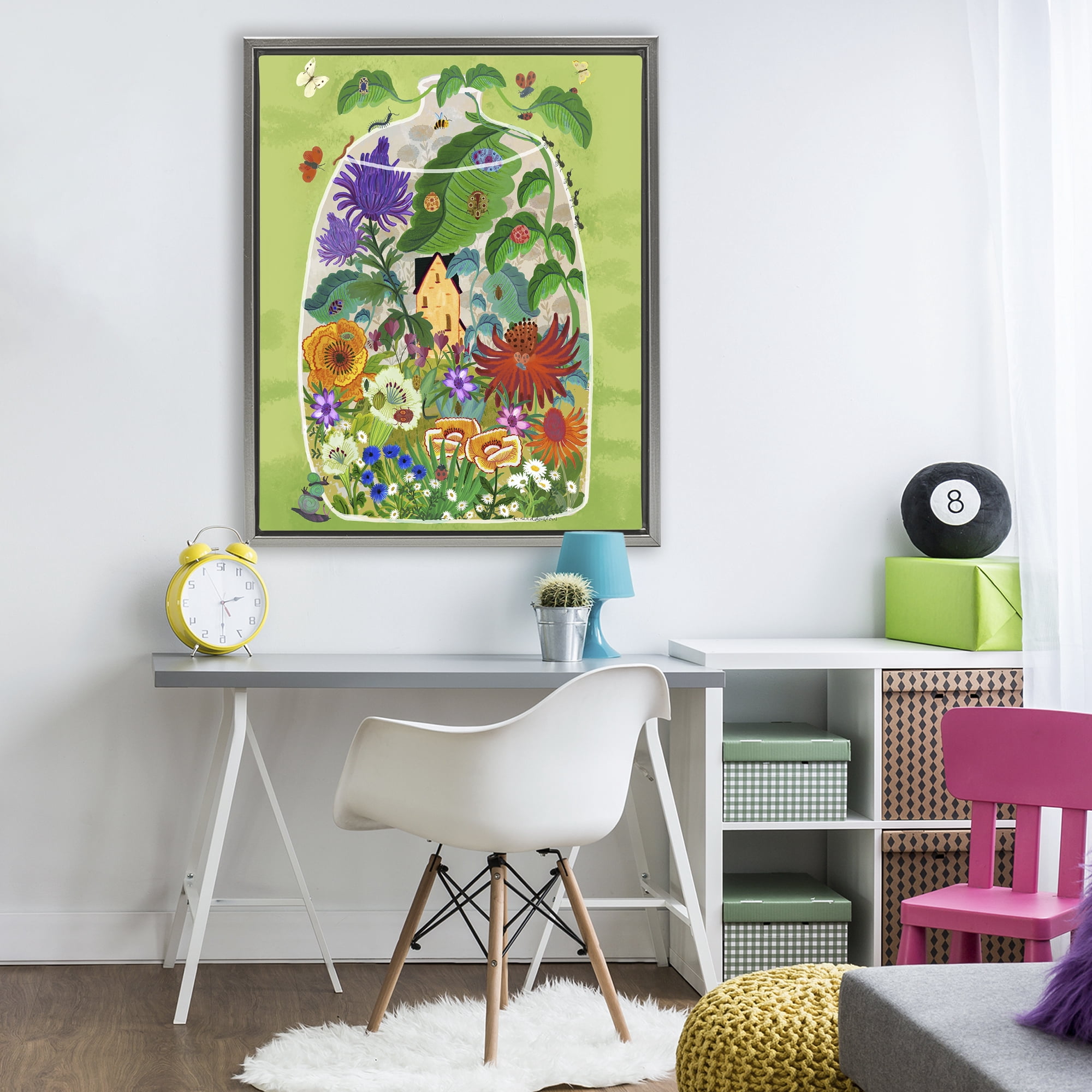Stupell Industries Terrarium Bug Garden Gray Framed Floater Canvas Wall Art, design by Kay Widdowson