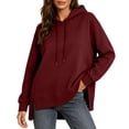 thumbnail image 5 of Cmfcve Fall Pullover Hoodies for Women Side Slit Casual Drawstring Hooded Sweatshirts Long Sleeve Tunic Shirts, 5 of 9