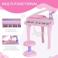 thumbnail image 4 of Pink Mini Electronic Piano Keyboard with Microphone & Stool - 37 Key Musical Toy for Early Learning - Compact Design, ABS Material, Ages 3+, 4 of 7