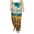thumbnail image 1 of Fotbe Field Style Bicycle Young Sunflower Pantalones de Pijama para Mujer, Pantalones de Dormir, Pantalones Pj con Cordón y Bolsillos-Large, 1 of 6