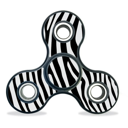 Skin Decal Wrap Compatible With Fidget Spinner Hand Tri Fydget toy Sticker Design Black Zebra