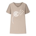 thumbnail image 6 of WREESH Women's Cotton Linen Graphic T-Shirts Summer Fashion V-Neck Batwing Sleeves Khaki, 6 of 6