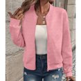 thumbnail image 4 of Women's Baseball Jackets Zip Up Bomberes Jackets Casual Long Sleeve Outerwear Windbreaker, 4 of 9