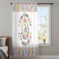 thumbnail image 3 of Easter Sheer Curtains 63 Inches Long, Colorful Checkered Spring Bunny Flower Eggs Striped Light Filering Curtains, Breathable Simi Curtain Privacy Drapes for Living Room Bedroom Window Treatment, 3 of 9