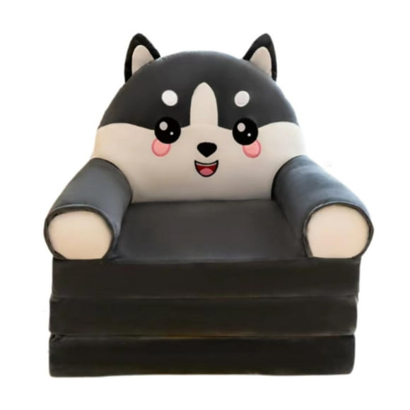 jifeng Animal Shaped Stuffed Folding Sofa Bed Cartoon for Home Nursery Room Apartment Black Dog