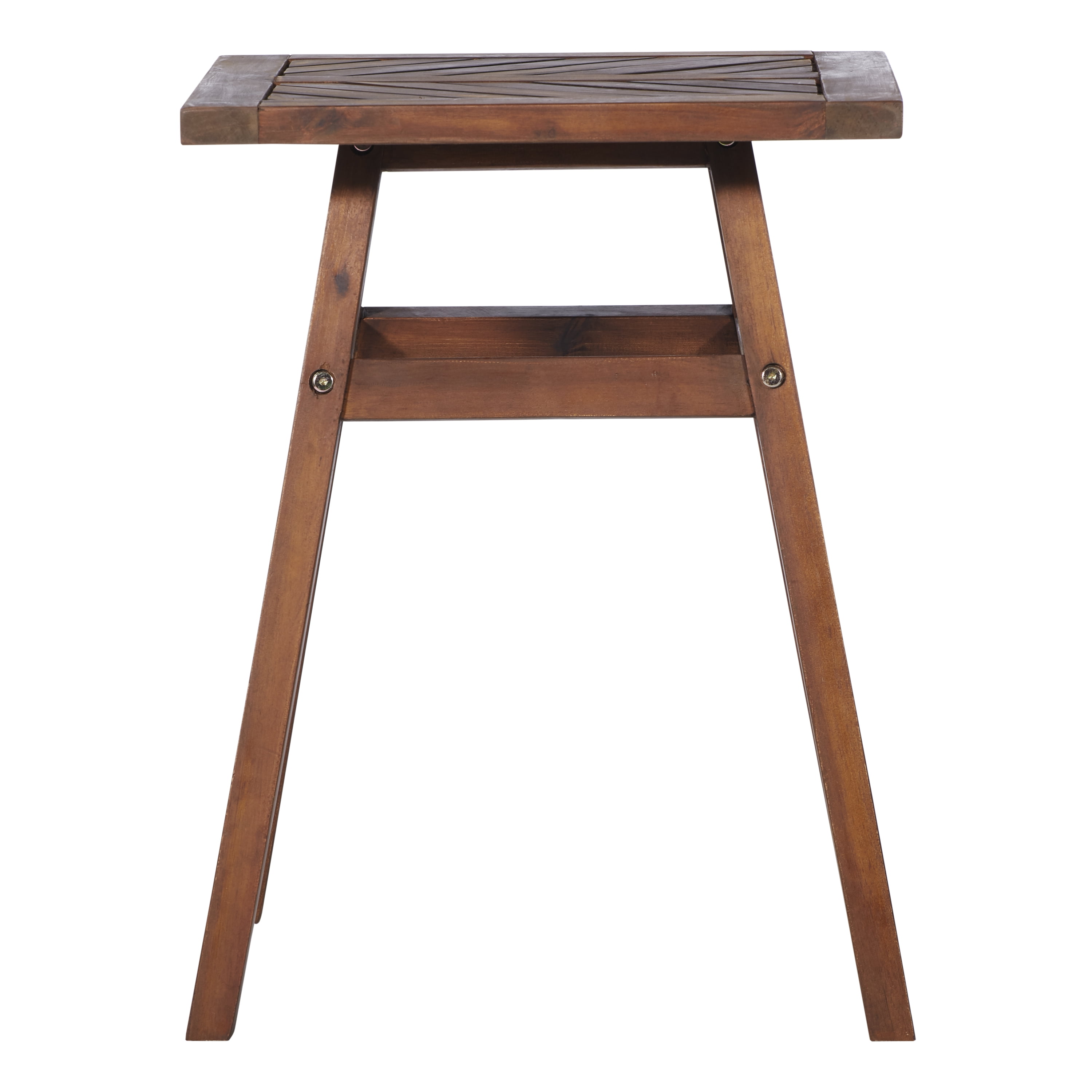 Manor Park Wood Outdoor Patio End Table with Chevron Design, Dark Brown