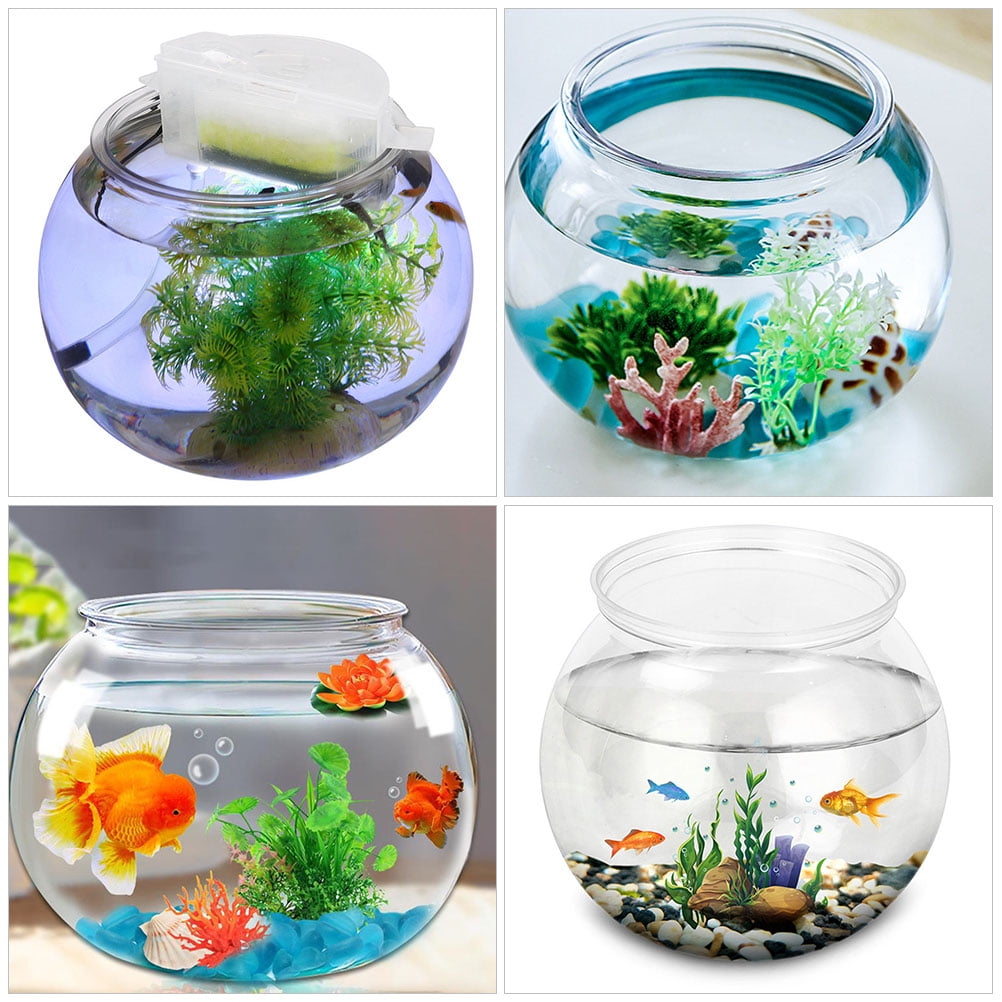 Tinksky Plastic Fish Bowl Clear Fish Keeper Small Aquarium Tank
