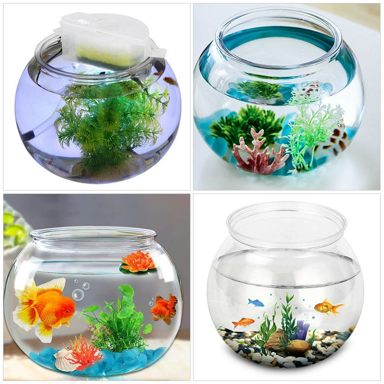 Tinksky Plastic Fish Bowl Clear Fish Keeper Small Aquarium Tank Bowl Small Goldfish Tank, Size: 6.69 x 6.69 x 6.42
