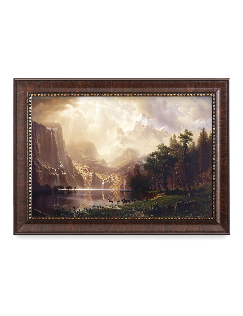 DECORARTS Among the Sierra Nevada, California by Albert Bierstadt.  Classic Art Reproduction, Giclee Print on Canvas. Ready to Hang Framed Wall  Art for Wall Decor. Total Size w/ Frame: 21x15