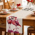 thumbnail image 5 of Valentine's Day Table Runner - 108 Inch Long Red Flamingos Roses Love Romance Beige Cotton and Linen Blended Dress Scarves Farmhouse Table Runner for Kitchen Dining, Coffee Table, 13" x 108", 5 of 8