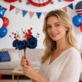 thumbnail image 5 of 4th of July Floral Cuttings; Independence Day Artificial Roses; Red White and Blue Memorial Day Berry Picks; Patriotic Flower Vase Filler; American Flag Table Centerpiece Home Decor, 5 of 6
