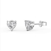 Paris Jewelry 14k White Gold 1/2 Carat Heart Created White Sapphire Stud Earrings plated