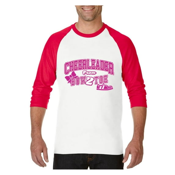 MmF - Mens Raglan Sleeve Baseball T-Shirts, up to Size 3XL - Cheerleader Bow 2 Toe