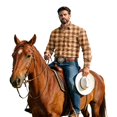 thumbnail image 5 of GrmtClth Men's Casual Shirts Long Sleeve Button Down Plaid Shirt Jacket Vintage Lightweight for All Season Cowboy Work Shirts with Pocket L, 5 of 8