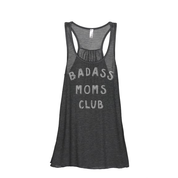 Badass MOMS Club Women's Fashion Sleeveless Flowy Racerback Tank Top Charcoal Grey Small
