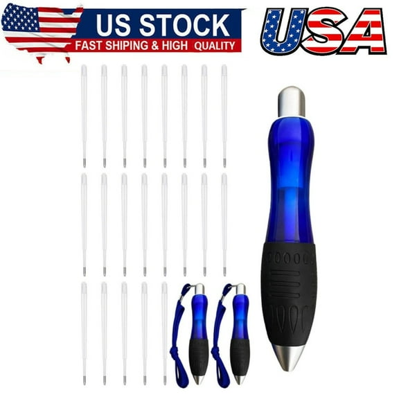 24-Pack Big Fat Pens Aids Writing For Tremor, Arthritis, Parkinson, Handicap, Carpal Tunnel Large Wide Grip Pen Blue (3 Pens   12Black Refills   9 Blue Refills)