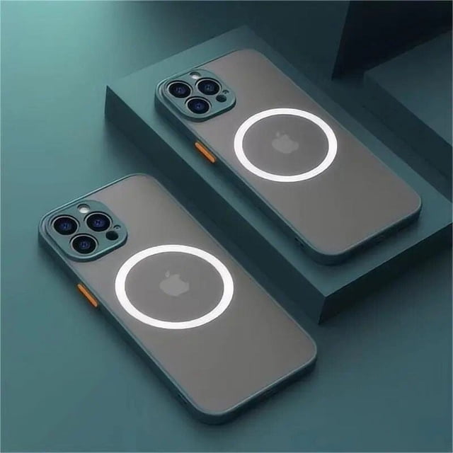 i16 16Pro 16ProMax Étui de Charge Sans Fil Magnétique Mate Transparente pour iPhone 16 Pro Max Plus pour Magsafe Cover Fundas Vert Foncé pour iPhone 16Pro Max