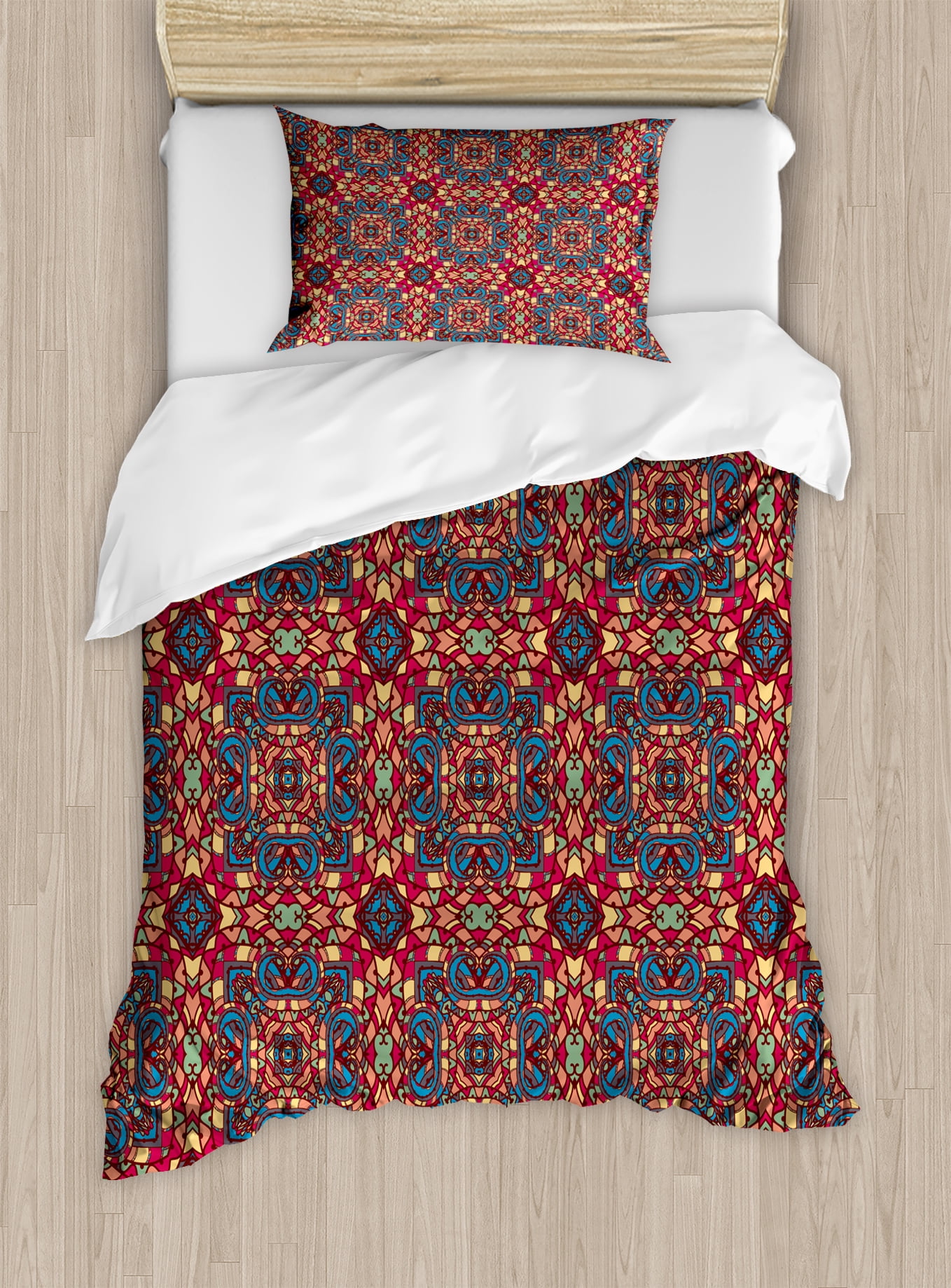 Vintage Duvet Cover Set Arabic Ethnic Design Inspired Stained