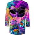 thumbnail image 5 of Womens 3/4 Sleeve Shirts Oversized Carnival Print T Shirt Crewneck Top For Casual Festive Parties Soft Fashion Casual Blouses, 5 of 5