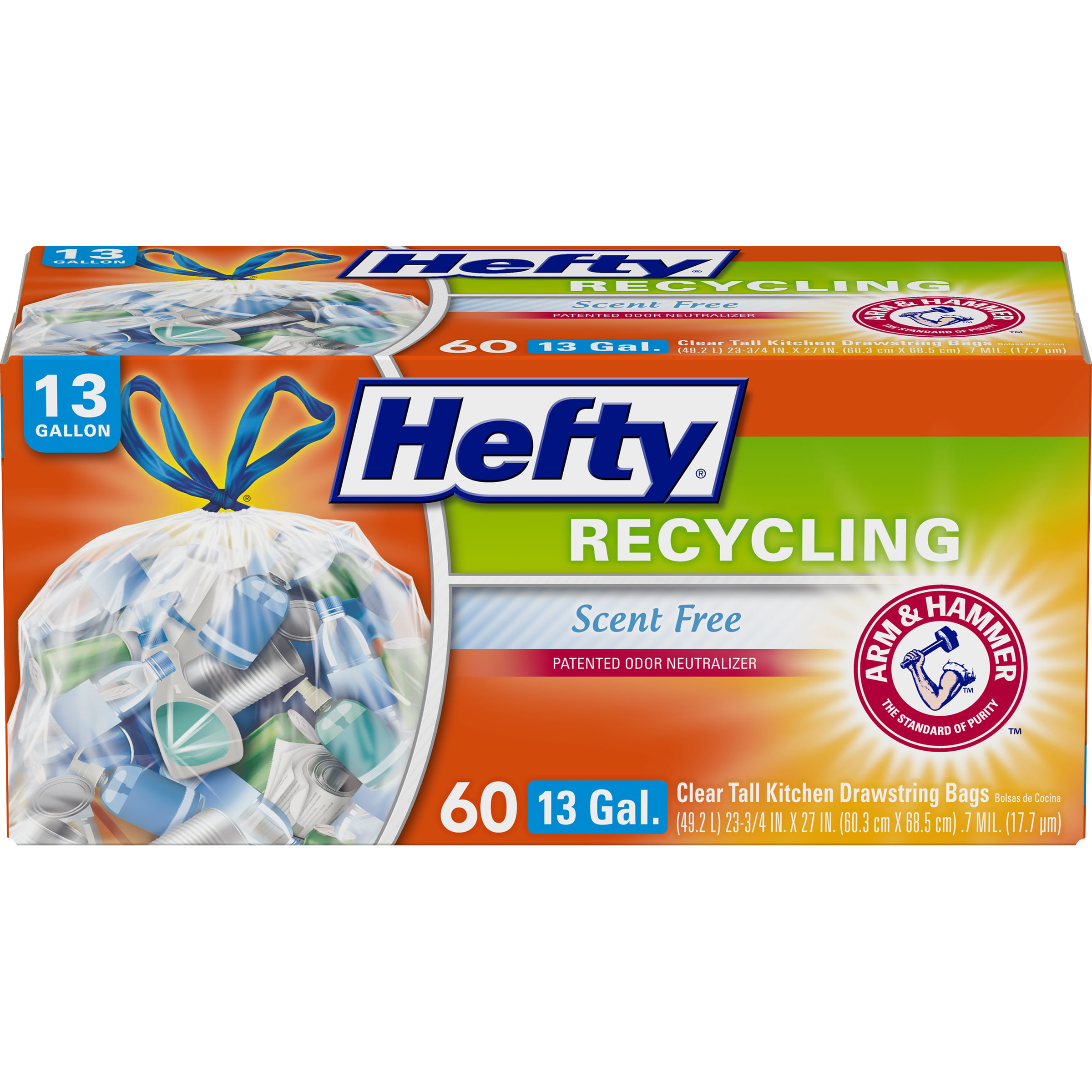 13 Gallon Clear 60 Count Hefty Trash Bags for the Recycling Bin