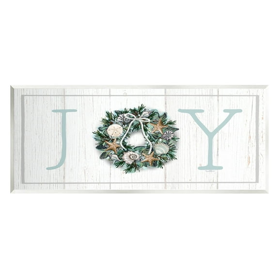 Stupell Industries Joy Holiday Seashell Wreath Graphic Art Unframed Art Print Wall Art, Design by Elizabeth Tyndall