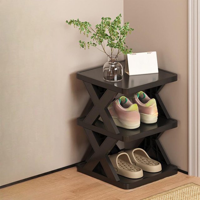 Plastic Folding Shoe Rack, Space Saving Storage Organizer for Home, Dorm and Office, No Assembly Required, Easy Foldable Design
