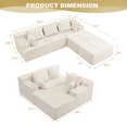 thumbnail image 4 of Reliancer Cloud Sectional Couch with Convertible U Shaped Couch, 96.8" Modern Modular Sofa with 5 Pillows, Boneless Corduroy Upholstered Deep Seat Couches for Living Room Bedroom, Beige Right, 4 of 8