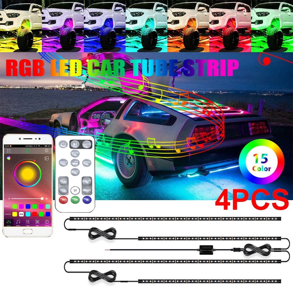 Phone APP Control LED Light Strips Under Car Tube Underglow Underbody