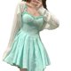 thumbnail image 2 of Vestido corto de corte A Nikou con ribete de volantes, 2 of 9
