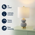 thumbnail image 4 of JONATHAN Y Daphne 20" Contemporary Transitional Metal/Glass Ribbed Gourd LED Table Lamp, Gray/Brass Gold, JYL1099C, 4 of 7
