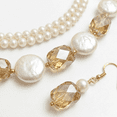 thumbnail image 4 of Jaipur Jewellery - Women Pearl Bead Necklace & Crystal Drop Earrings Set Gold Tone Minimalist Elegant Jewelry, 4 of 4